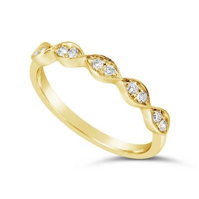 9K Yellow gold ladies stackable rings with 0.22ct F Vs1 Diamonds