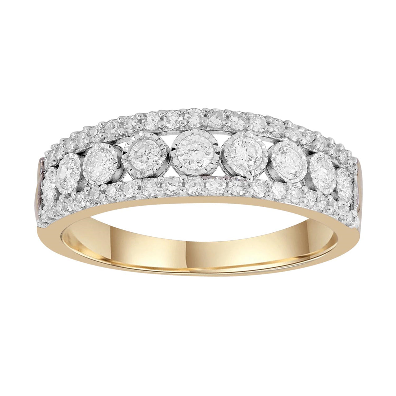 9K Yellow Gold Diamond Dress Ring 0.50Ct