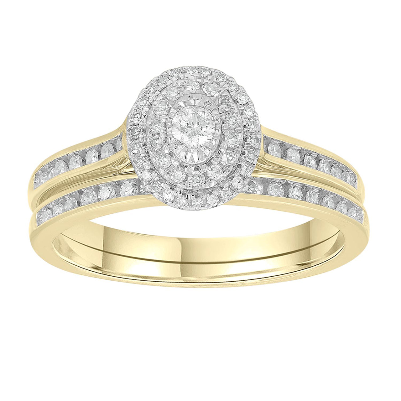 9k Yellow gold DIamond bridal set engament ring