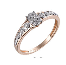 9K Rose Gold Diamond Ring 0.11