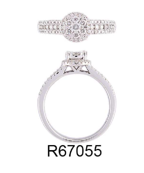 18ct white gold illusion set diamond ring