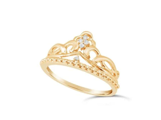 9k yellow gold Diamond set princess ring 5RD0.04