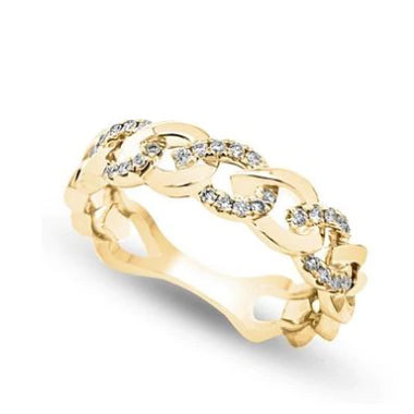 9K Yellow Gold Diamond Chain Style Ring