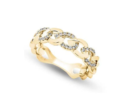 9K Yellow Gold Diamond Chain Style Ring