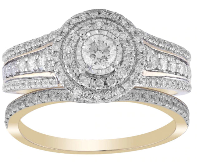 18K Yellow Gold Diamond Bridal Set Ring