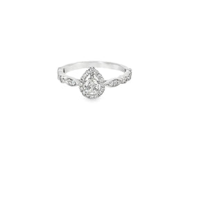 18K White Gold Pear Shape Engagment Ring