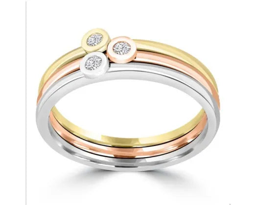 9K TRI GOLD 0.05CT GH I1 DIA RING