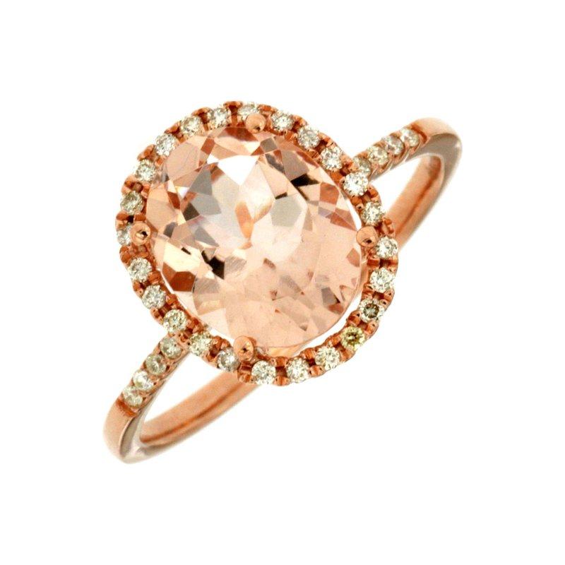 Royal Jewellery 14K Rose Gold Diamond & Morganite 2.60ct Ring