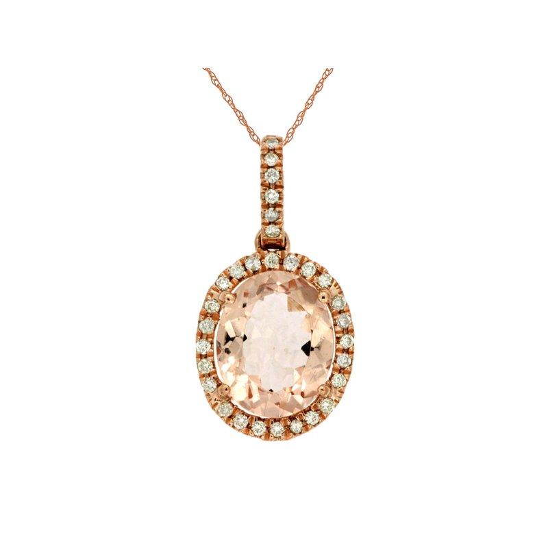 Royal Jewellery 14K Rose Gold Diamond & Morganite 2.60ct Pendant