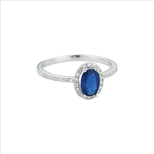 Royal Jewellery 14K White Gold Diamond & Sapphire 1.00ct Ring