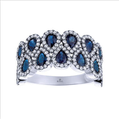 Royal Jewellery 14K White Gold Diamond & Sapphire 2.65ct Ring