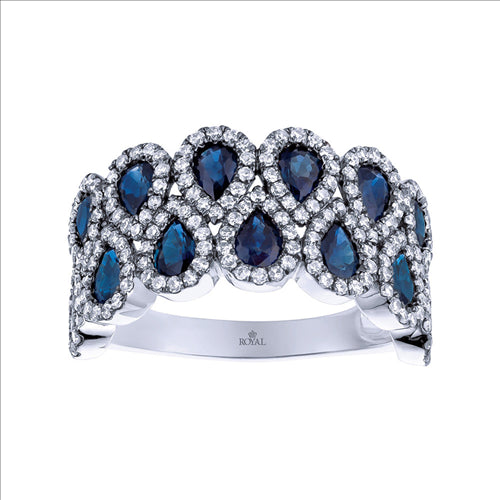 Royal Jewellery 14K White Gold Diamond & Sapphire 2.65ct Ring