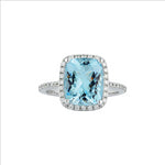 Royal Jewellery 14K White Gold Diamond & Aquamarine 3.65ct Ring