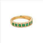 Royal Jewellery 14K Yellow Gold Diamond & Emerald 0.52ct Ring