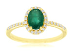 Royal Jewellery 14K Yellow Gold Diamond & Emerald 0.70ct Ring