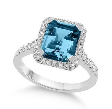 18K White Gold Diamond And London Blue TopaZ