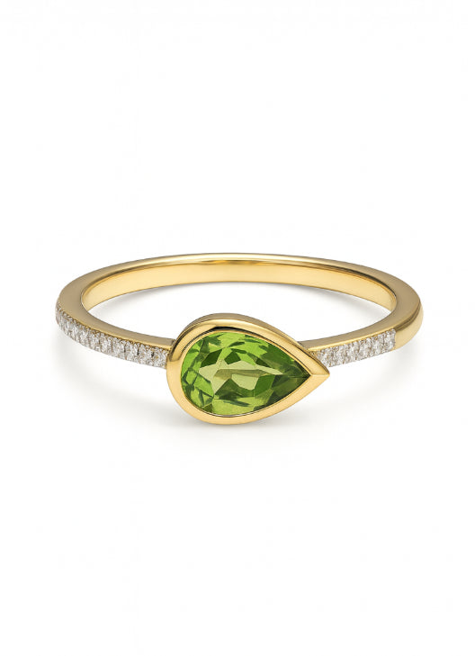 9K Yellow Gold Diamond And Peridot