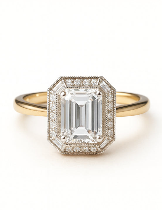 9K White Gold Aquamarine Ring With Diamonds