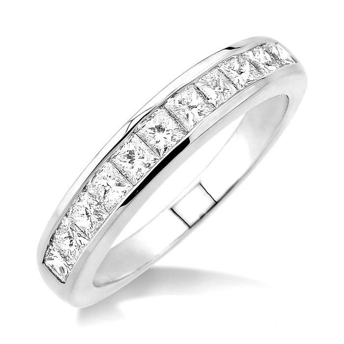 18k white gold diamond set princess cut wedding band 11dimaonds 0.53