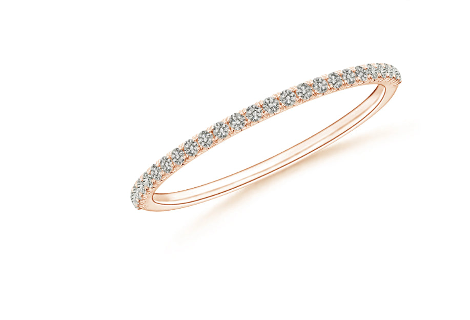 18K Rose Gold Claw Set Band 0.15Ct