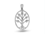 9K White Golds Diamond Tree Of Life Pendant 0.02Ct