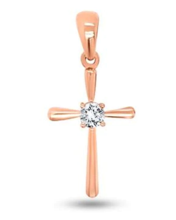 9k Rose Gold Diamond Cross 0.09ct