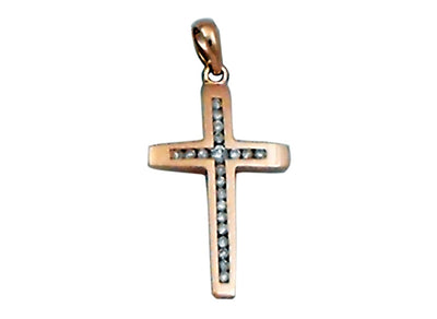 9k RG Diamond Cross Pendant - 21D = 0.15ct.