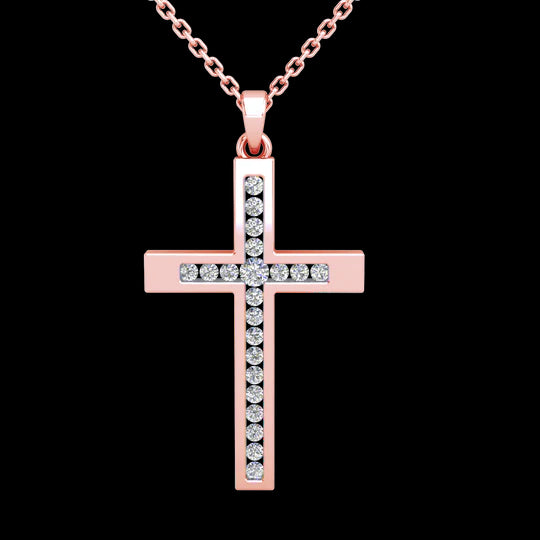 9k RG Diamond Cross Pendant - 21D = 0.15ct.