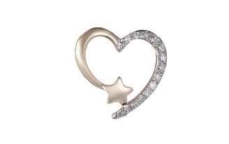 9K YELLOW GOLD DIAMOND HEART PENDANT