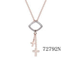 9k rose gold hanging double cross necklace