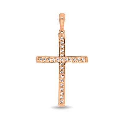 9K Rose gold diamond cross