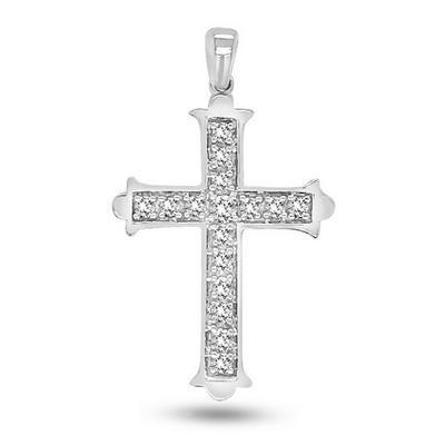 Sparkling diamond set cross pendant set in 18k White gold