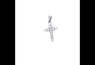 10K White Gold Cross With Diamonds On The Bail 0.48Ct