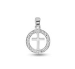 18K W/G Cross Pendant with round DIA halo 0.07CT