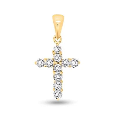 18K Y/G Claw Set Cross With 0.364Ct Dia