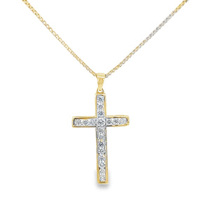 10k 0.50ct diamond cross pendant yg