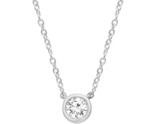 Elegant 9K White Gold 0.15ct F VS Round Lab-Grown Diamond Necklace