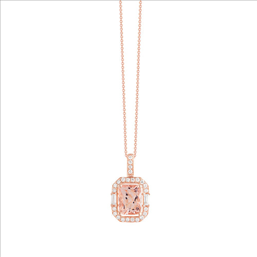 Royal Collection 14K Morganite & Diamond Pendant 1.16ct Morganite 0.27TDW