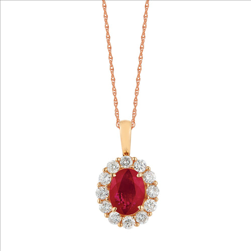 14K YELLOW GOLD RUBY AND DIAMOND PENDANT 0.75ct 1.25ct RUBY