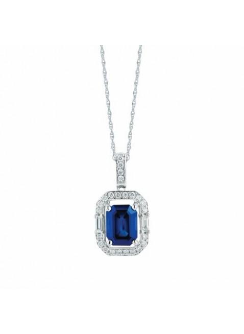 Royal Jewellery 14K White Gold Diamond & Sapphire 2.20ct Earrings