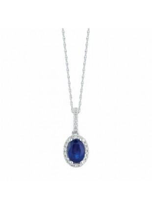 Royal Jewellery 14K White Gold Diamond & Sapphire 1.00ct Pendant