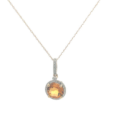 14 Yellow Gold Diamond And Citrine Neckalce With 0.11Ct Diamonds