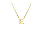 9K Yellow gold intial E attached to chain 38cm+5cmPetite