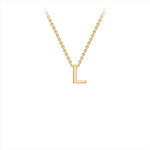 9K Yellow gold intial L attached to chain 38cm+5cmPetite