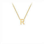 9K Yellow gold intial R attached to chain 38cm+5cmPetite