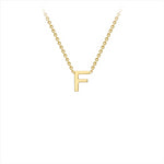 9K Yellow gold intial F attached to chain 38cm+5cmPetite