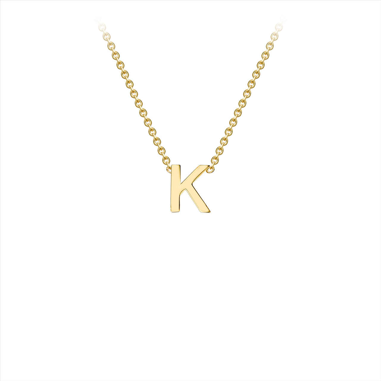 9K Yellow gold intial K attached to chain 38cm+5cmPetite