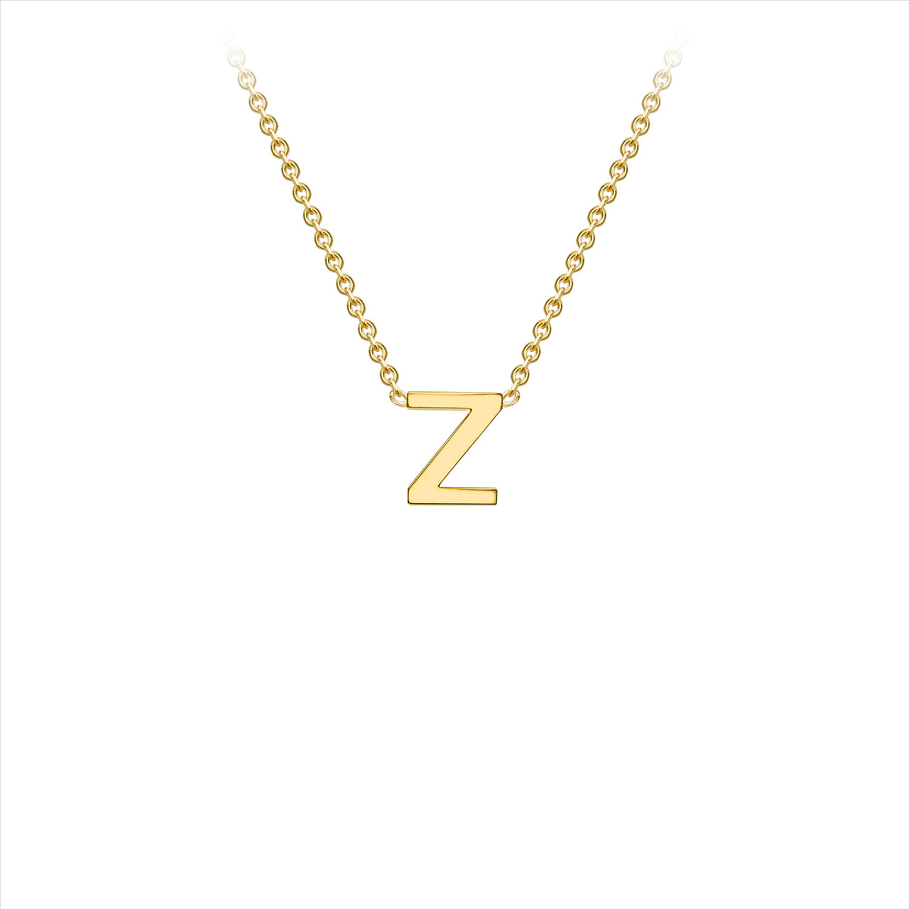 9K Yellow gold intial Z attached to chain 38cm+5cmPetite