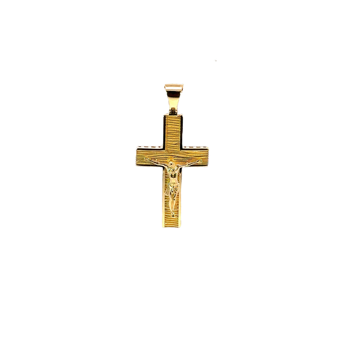 18K Yellow Gold Crucifix textured Style