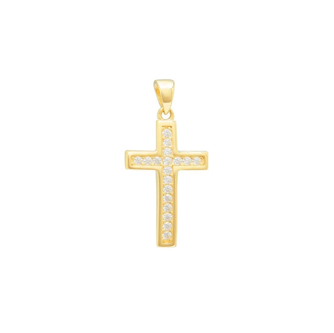 9K Yellow Gold Cross Cz